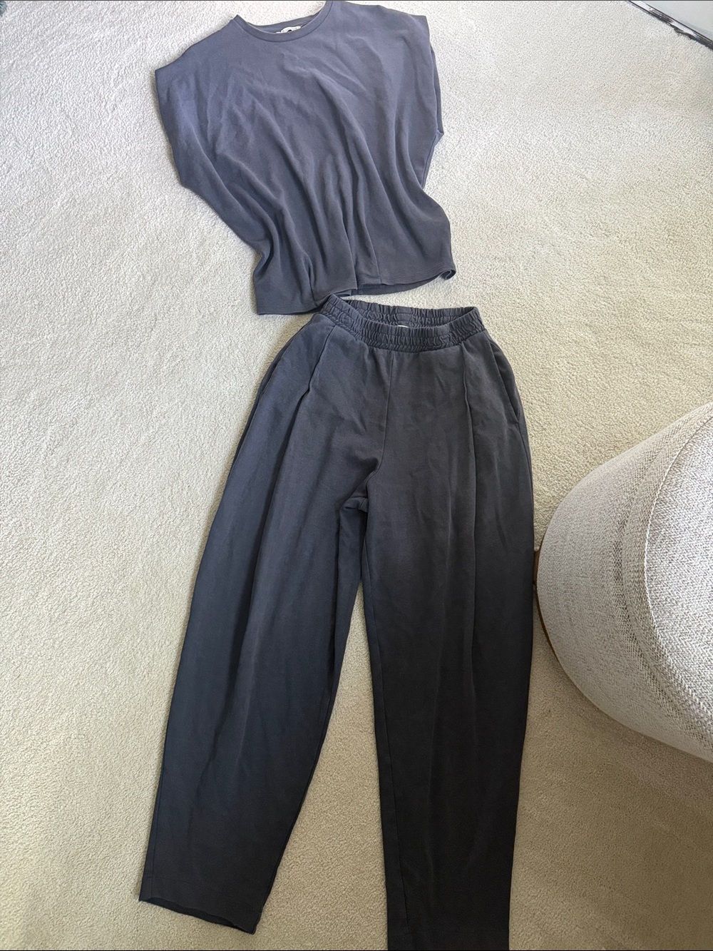 ZARA Women's High-Rise Relaxed Top & Bottom Set - Blue Charcoal